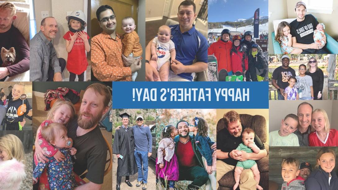 Collage of male Oxy employees with their children